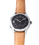 preowned Laurent Ferrier Galet Traveller Boreal steel dual-timezone black dial dress watch for sale online at A Collected Man London approved seller of pre-owned Laurent Ferrier independent watchmakers