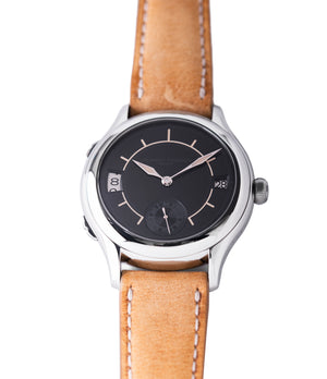 preowned Laurent Ferrier Galet Traveller Boreal steel dual-timezone black dial dress watch for sale online at A Collected Man London approved seller of pre-owned Laurent Ferrier independent watchmakers