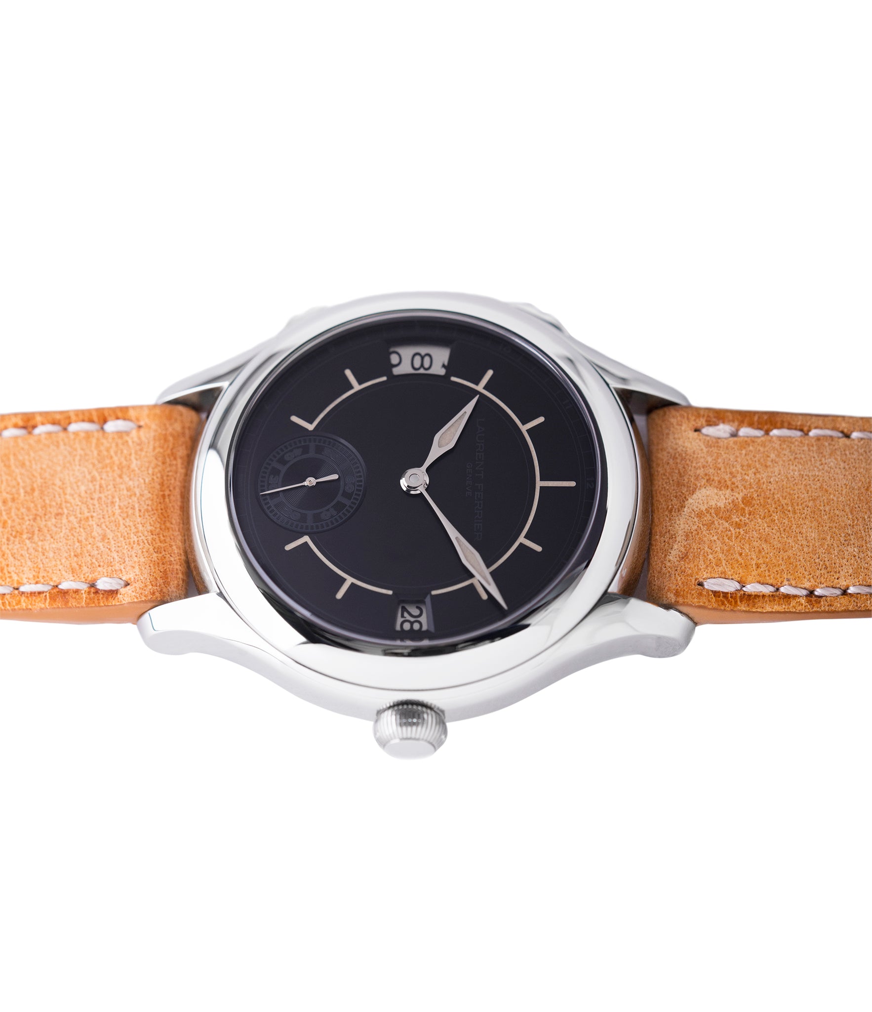 luxury Traveller watch Laurent Ferrier Galet Boreal steel dual-timezone black dial dress watch for sale online at A Collected Man London approved seller of pre-owned Laurent Ferrier independent watchmakers