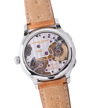 automatic Laurent Ferrier Galet Traveller Boreal steel dual-timezone black dial dress watch for sale online at A Collected Man London approved seller of pre-owned Laurent Ferrier independent watchmakers
