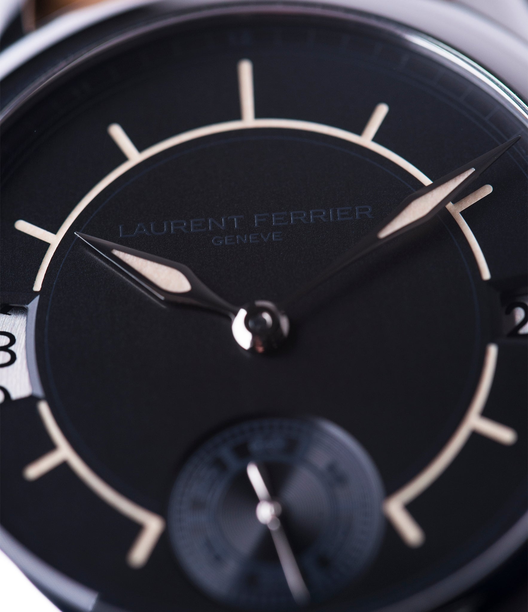 black dial Laurent Ferrier Galet Traveller Boreal steel dual-timezone black dial dress watch for sale online at A Collected Man London approved seller of pre-owned Laurent Ferrier independent watchmakers