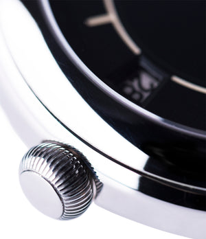 calendar watch Laurent Ferrier Galet Traveller Boreal steel dual-timezone black dial dress watch for sale online at A Collected Man London approved seller of pre-owned Laurent Ferrier independent watchmakers