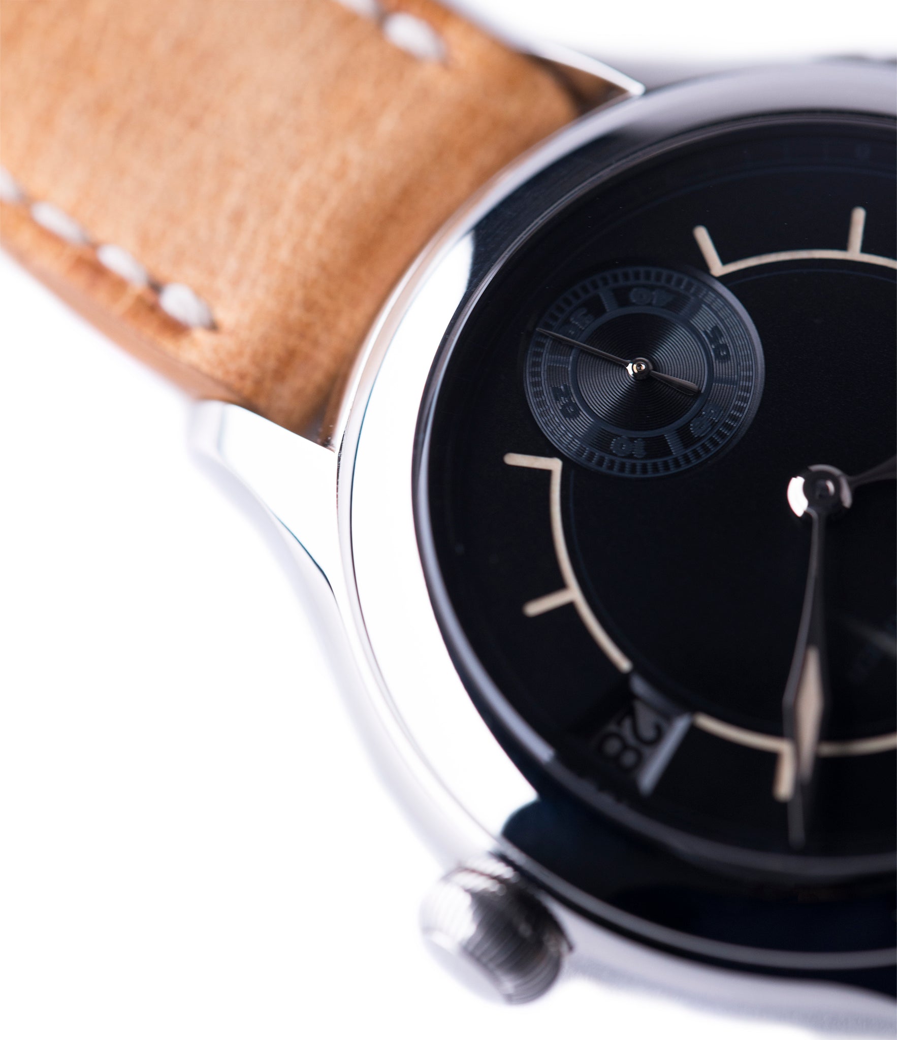 dual time zone traveller Laurent Ferrier Galet Boreal steel dual-timezone black dial dress watch for sale online at A Collected Man London approved seller of pre-owned Laurent Ferrier independent watchmakers