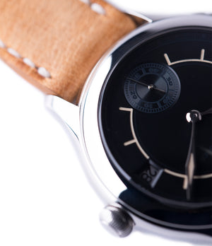 dual time zone traveller Laurent Ferrier Galet Boreal steel dual-timezone black dial dress watch for sale online at A Collected Man London approved seller of pre-owned Laurent Ferrier independent watchmakers