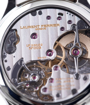 automatic Laurent Ferrier Galet Traveller Boreal steel dual-timezone black dial dress watch for sale online at A Collected Man London approved seller of pre-owned Laurent Ferrier independent watchmakers