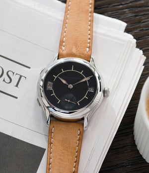 selling Laurent Ferrier Galet Traveller Boreal steel dual-timezone black dial dress watch for sale online at A Collected Man London approved seller of pre-owned Laurent Ferrier independent watchmakers