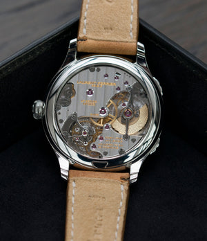 LF 230.02 automatic hand-finished movement buy Laurent Ferrier Galet Traveller Boreal steel dual-timezone black dial dress watch for sale online at A Collected Man London approved seller of pre-owned Laurent Ferrier independent watchmakers