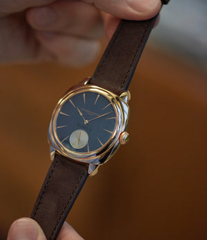 Shop Amsterdam Molequin watch strap Laurent Ferrier dark brown nubuck leather quick-release springbars buckle handcrafted European-made for sale online at A Collected Man London