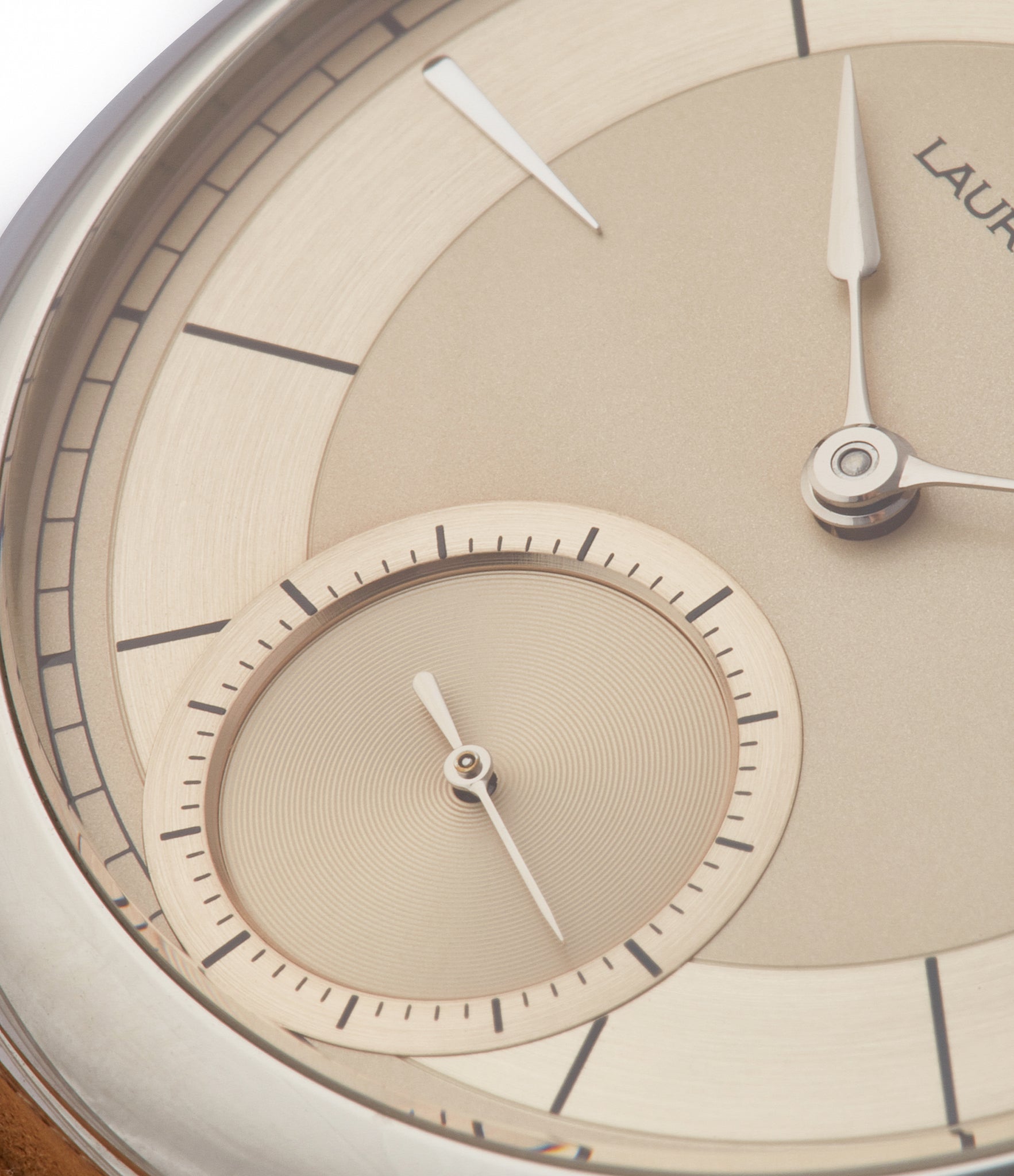 two-tone champagne dial Laurent Ferrier Galet Micro-rotor special commission steel dress luxury watch for sale online at A Collected Man London UK specialist of rare watches