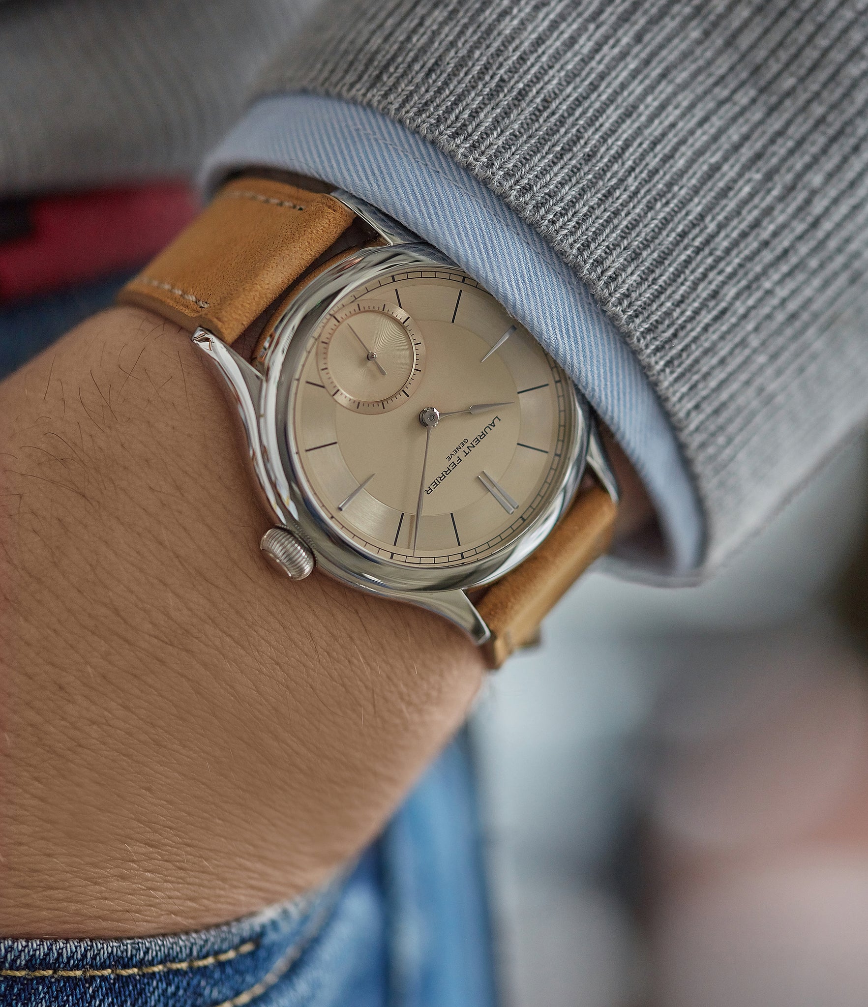 rare Laurent Ferrier Galet Micro-rotor special commission steel champagne dial dress luxury watch for sale online at A Collected Man London UK specialist of rare watches