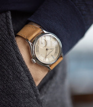 champagne dial Laurent Ferrier Galet Micro-rotor special commission steel dress luxury watch for sale online at A Collected Man London UK specialist of rare watches