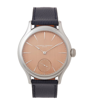 buy Laurent Ferrier Galet Micro-rotor FBN 229.01 steel rare watch with pink salmon red gold dial for sale online at A Collected Man London approved re-seller of independent watchmakers