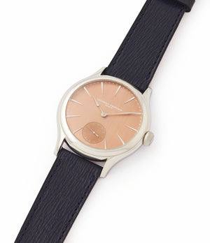 shop Laurent Ferrier Galet Micro-rotor FBN 229.01 steel salmon dial rare watch for sale online at A Collected Man London approved re-seller of independent watchmakers