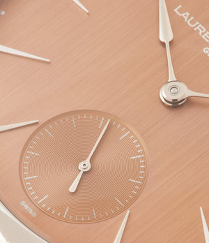 brushed dial Laurent Ferrier Galet Micro-rotor FBN 229.01 steel salmon dial rare watch for sale online at A Collected Man London approved re-seller of independent watchmakers