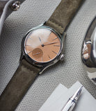Laurent Ferrier Galet Micro-rotor FBN 229.01 steel rare watch with pink salmon red gold dial for sale online at A Collected Man London approved re-seller of independent watchmakers