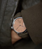 independent watchmaker Laurent Ferrier Galet Micro-rotor steel FBN 229.01 salmon dial rare watch for sale online at A Collected Man London approved re-seller of independent watchmakers
