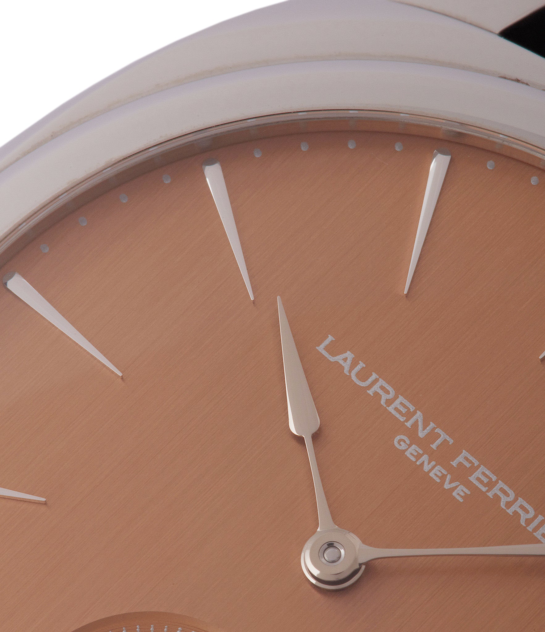 pink dial Laurent Ferrier Galet Square Micro-rotor steel pre-owned watch for sale online at A Collected Man London UK specialist of independent watchmakers