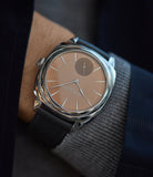men's dress watch Laurent Ferrier Galet Square Micro-rotor salmon dial steel pre-owned watch for sale online at A Collected Man London UK specialist of independent watchmakers