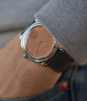 pre-owned Laurent Ferrier Galet Square Micro-rotor salmon dial steel pre-owned watch for sale online at A Collected Man London UK specialist of independent watchmakers