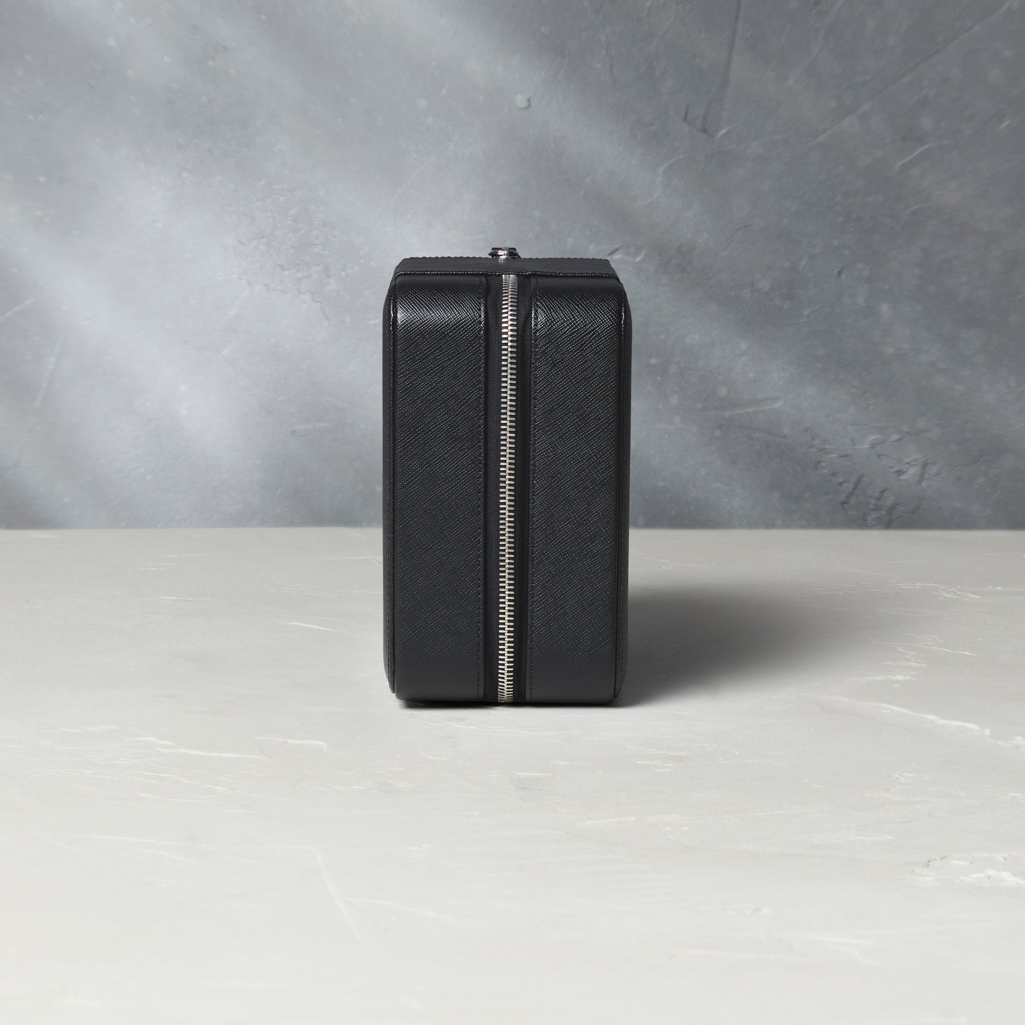 London, six-watch box with compartment, black, saffiano leather | Buy at A Collected Man | Available Worldwide