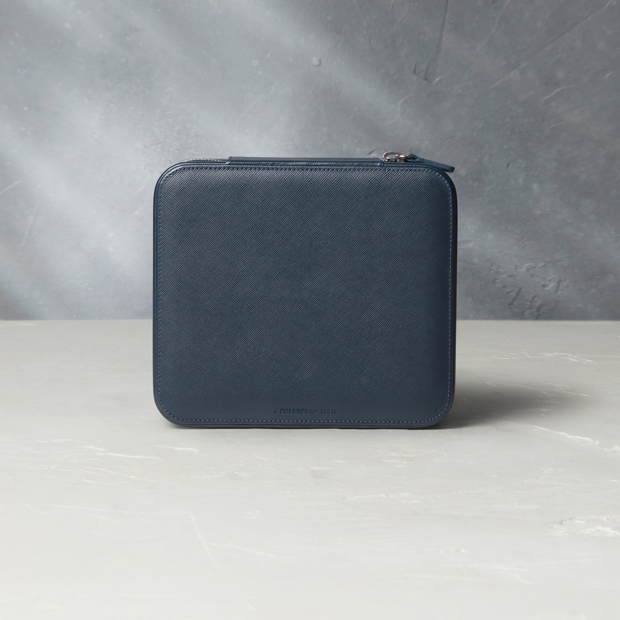 London, six-watch box with compartment, midnight blue, saffiano leather | Buy at A Collected Man London | Available Worldwide