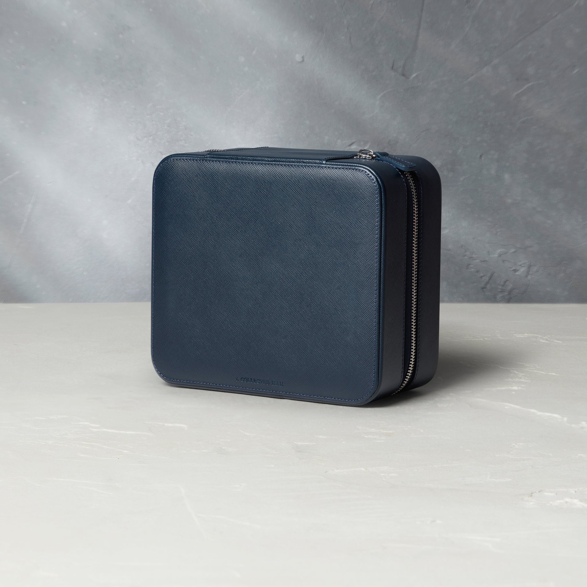 London, six-watch box with compartment, midnight blue, saffiano leather | Buy at A Collected Man London | Available Worldwide