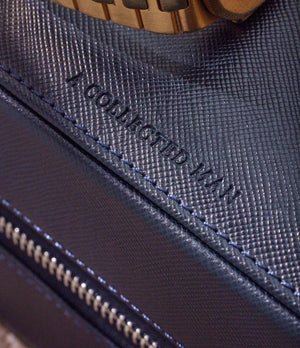 London, six-watch box with compartment, midnight blue, saffiano leather | Buy at A Collected Man London