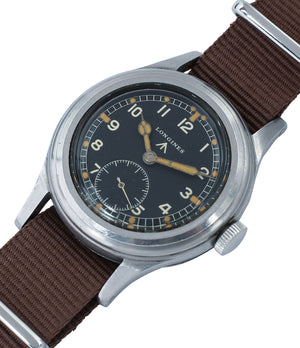 vintage Longines W.W.W. Dirty Dozen British military MoD steel chronometer-graded watch for sale online at A Collected Man London vintage military watch specialist