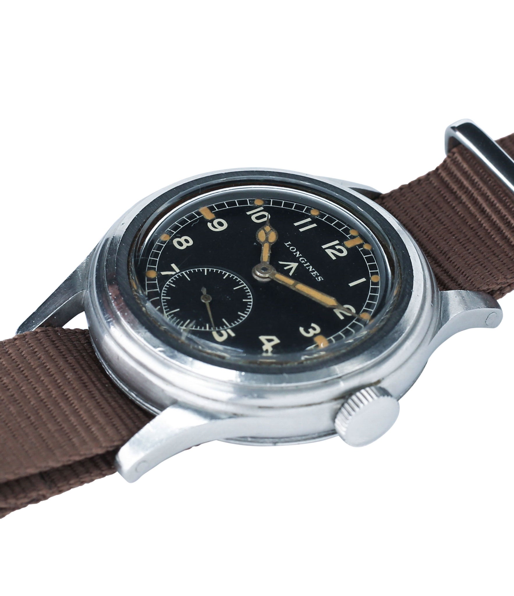 for sale vintage Longines W.W.W. Dirty Dozen British military MoD steel chronometer-graded watch for sale online at A Collected Man London vintage military watch specialist