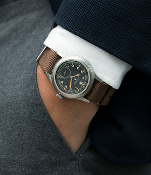 Longines W.W.W. Dirty Dozen British military vintage MoD steel chronometer-graded watch for sale online at A Collected Man London vintage military watch specialist