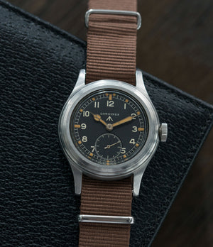 Dirty Dozen Longines Dirty Dozen British military MoD steel chronometer-graded watch for sale online at A Collected Man London vintage military watch specialist