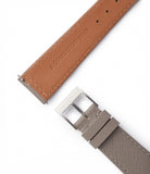 Buy saffiano quality watch strap in polished taupe taupe from A Collected Man London, in short or regular lengths. We are proud to offer these hand-crafted watch straps, thoughtfully made in Europe, to suit your watch. Available to order online for worldwide delivery.