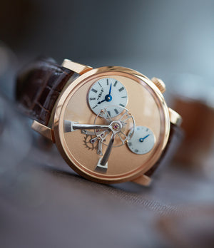 MB&F Legacy Machine LM101 Limited Edition rose gold watch by Max Busser and Voutilainen for sale online at A Collected Man London UK specialist of rare, independent watchmakers