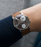 on the wrist MB&F LM101 Limited Edition for Hodinkee steel watch online at A Collected Man London recommended retailer of independent watchmakers