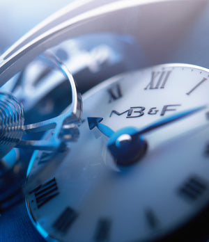 Dial close up | MB&F Legacy Machine 1 Xia Hang LM1 White Gold preowned watch at A Collected Man London