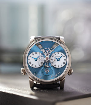 luxury rare pre-owned MB&F Legacy Machine 1 Xia Hang LM1 White Gold preowned watch at A Collected Man London