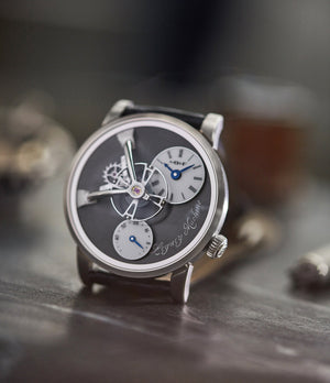 for sale MB&F Kari Voutilainen Legacy Machine LM101 grey dial time-only independent watchmaker for sale online A Collected Man London