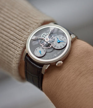 Voutilainen MB&F Legacy Machine LM101 grey dial time-only independent watchmaker for sale online A Collected Man London