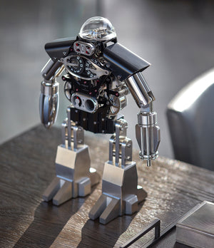 selling MB&F Melchio L'Epee "Dark" roboclock robotic desk clock for sale online at A Collected Man London