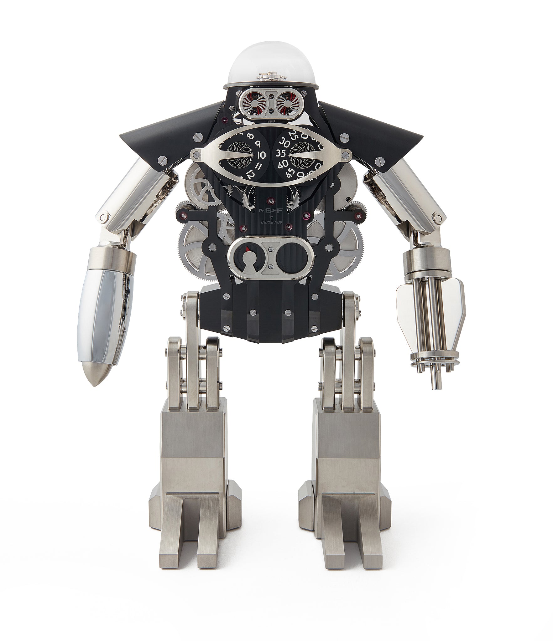 buy MB&F Melchio L'Epee "Dark" roboclock robotic desk clock for sale online at A Collected Man London