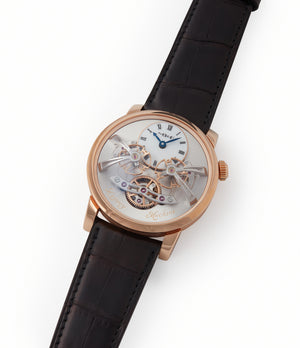 shop MB&F Voutilainen Mojon Legacy Machine LM2 rose gold double flying balance watch by independent watchmaker Max Busser for sale online at A Collected Man London