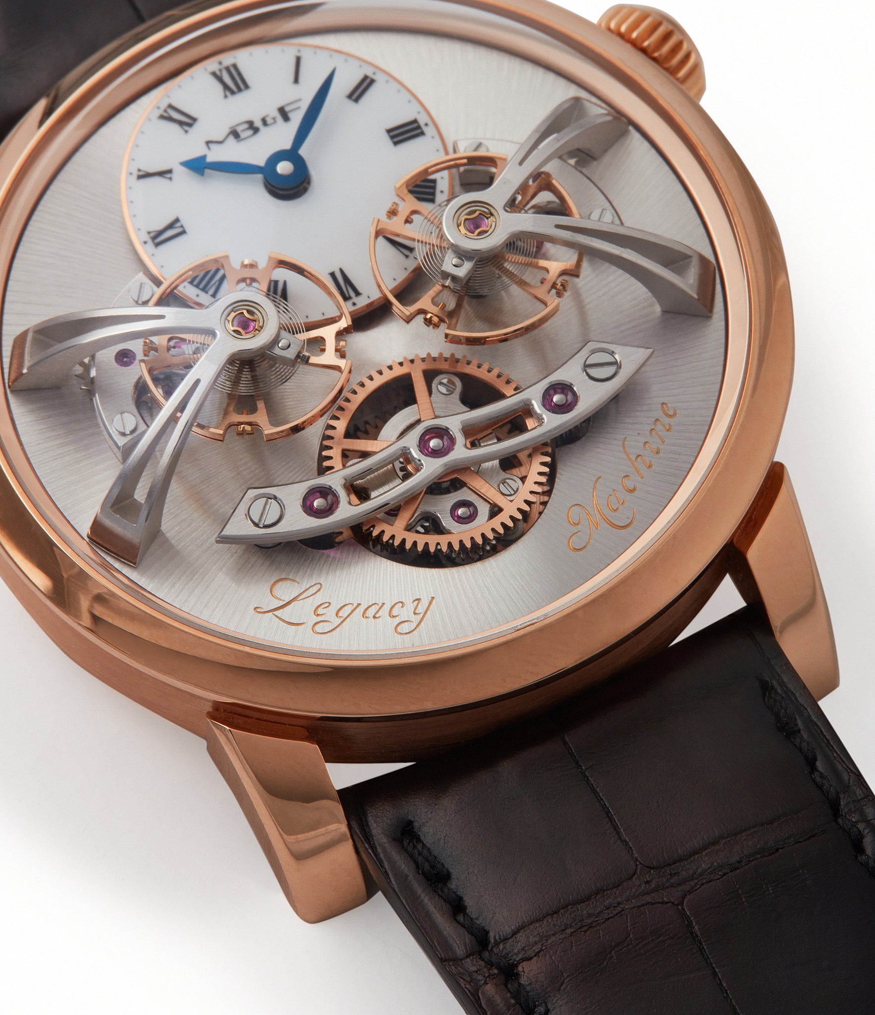 double flying balance MB&F Legacy Machine LM2 rose gold watch by independent watchmaker Max Busser Kari Voutilainen Mojon for sale at A Collected Man London UK specialist rare watches