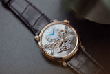 collect independent watchmaker MB&F Legacy Machine LM2 rose gold preowned double flying balance watch