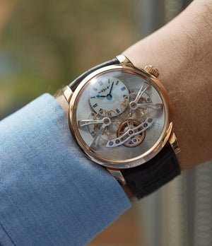 men's luxury wristwatch MB&F Legacy Machine LM2 rose gold double flying balance watch by independent watchmaker Max Busser for sale online at A Collected Man London