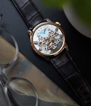 Kari Voutilainen MB&F Mojon Legacy Machine LM2 rose gold double flying balance watch by independent watchmaker Max Busser for sale online at A Collected Man London
