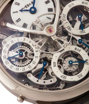 grey Perpetual Calendar MB&F Legacy Machine 3 white gold rare pre-owned watch by independent watchmaker for sale online at A Collected Man London UK approved seller of independent watchmakers