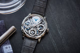 grey MB&F LM3 Legacy Machine 3 Perpetual Calendar white gold rare pre-owned watch by independent watchmaker for sale online at A Collected Man London UK approved seller of independent watchmakers