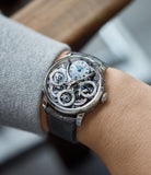 men's luxury wristwatch MB&F Legacy Machine 3 Perpetual Calendar white gold rare pre-owned watch by independent watchmaker for sale online at A Collected Man London UK approved seller of independent watchmakers