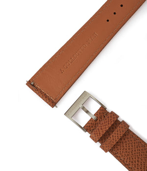 Order Marrakesh II JPM watch strap safari tan brown saffiano leather box stitched quick-release springbars buckle handcrafted European-made for sale online at A Collected Man London