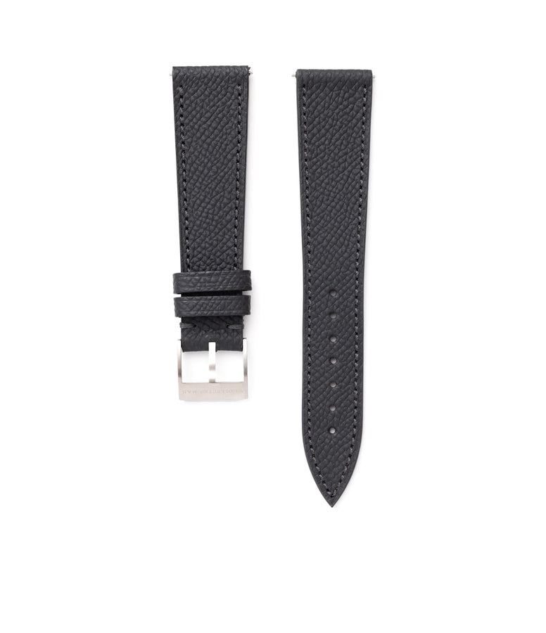 buy charcoal grey grained leather luxury watch strap at A Collected Man London